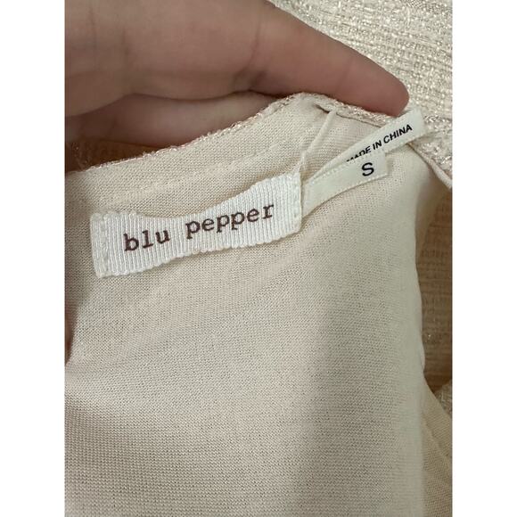 Blu Pepper cream shimmery A lined mini dress size Small - Picture 3 of 13